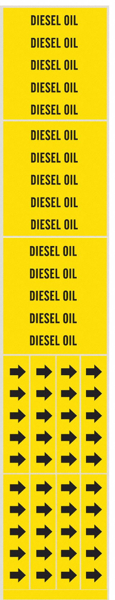 Pipe Marker,Diesel Oil,Y,3/4 In or Less