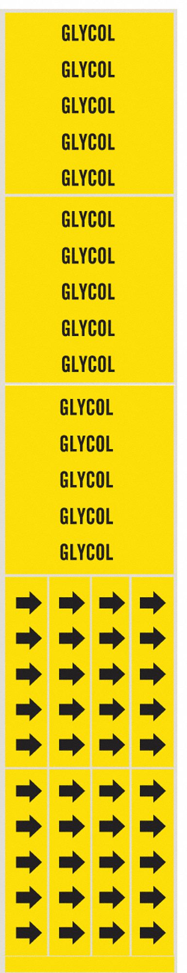 Pipe Marker,Glycol,Yellow,3/4 In or Less