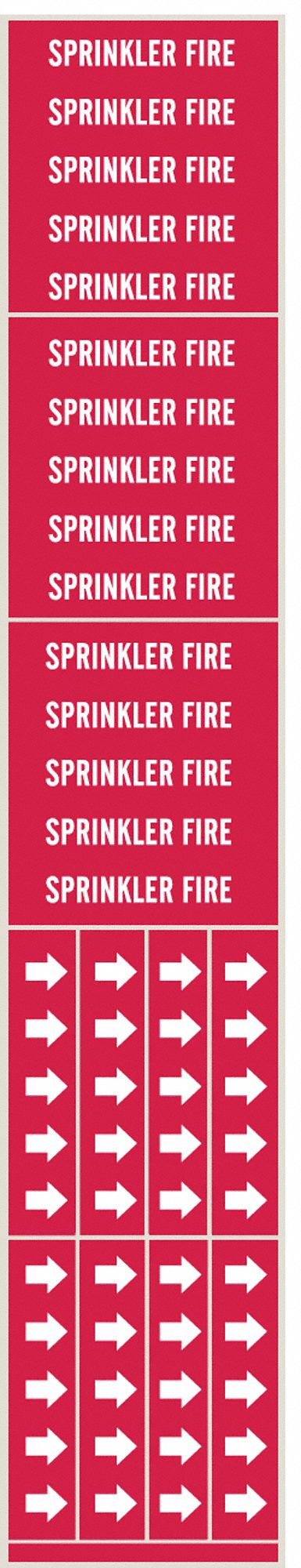 Pipe Marker,Sprinkler Fire,R,to 3/4 In