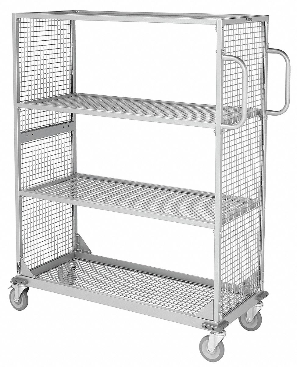 GRAINGER APPROVED DualSideAccess Wire Stock Cart with Wire Shelves
