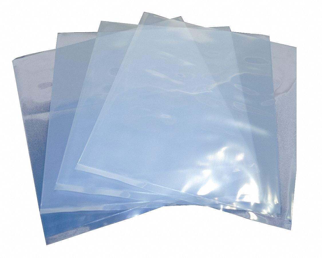 GRAINGER APPROVED Open Poly Bag, 4 mil, Clear Low Density Polyethylene