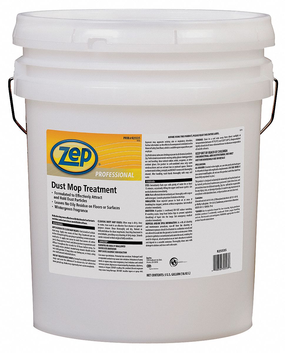 ZEP PROFESSIONAL Dust Mop Treatment, 640 oz, Bucket, Wintergreen