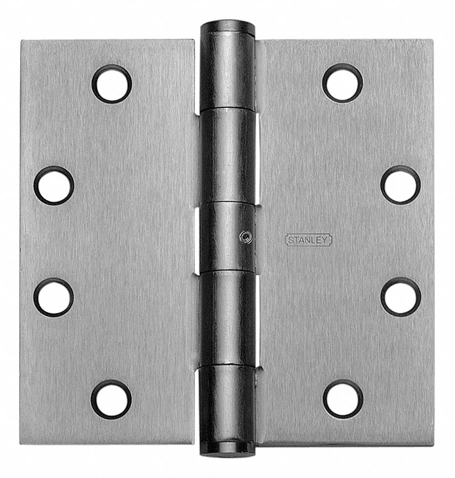 STANLEY 4" x 13/4" Butt Hinge with Satin Chrome Finish, Full Mortise
