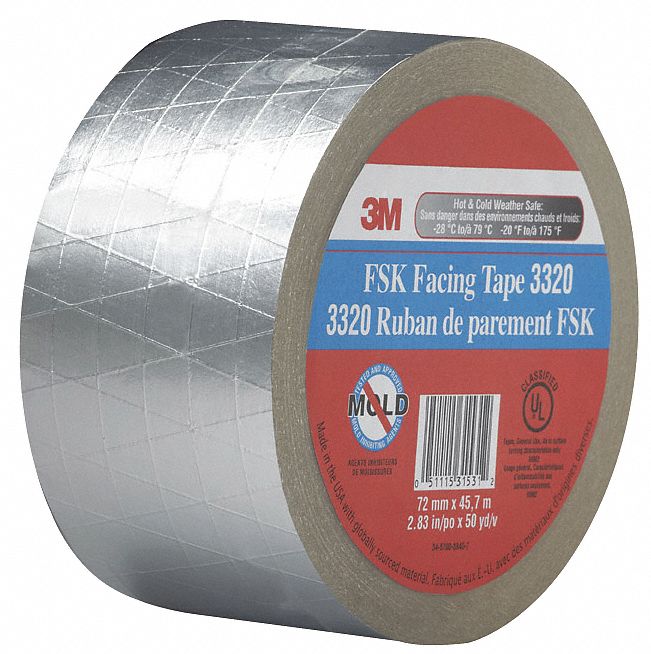 FSK Facing Tape,3 In. x 50 Yd.,Silver