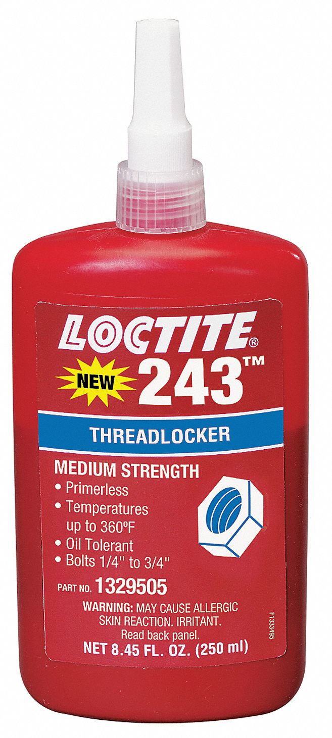 LOCTITE 243 Series MediumStrength Primerless Threadlocker, Blue Liquid