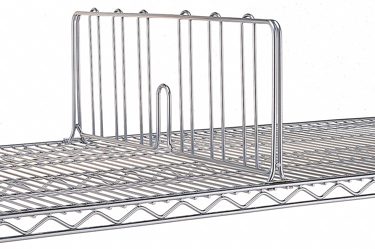 METRO Shelf Divider 18 in x 2 in x 8 in, Steel, Silver, Chrome 5JNW4