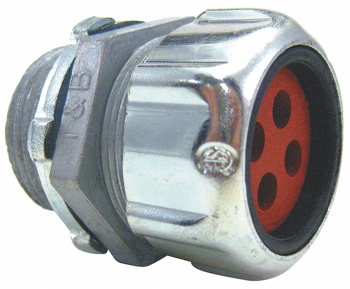 THOMAS & BETTS Liquid Tight Cord Connector, 7/32 in to 7/32 in Cord Dia. Range, 1 in MNPT, Steel