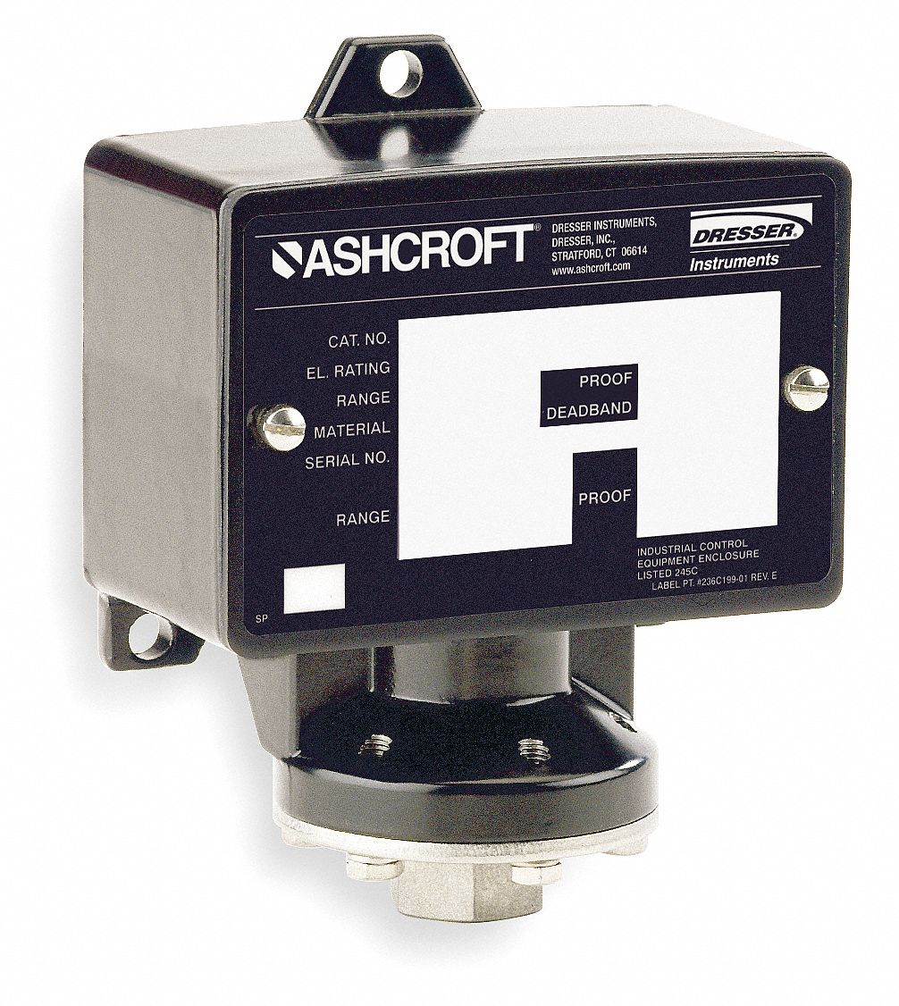 ASHCROFT Diaphragm Pressure Switch, Differential 9 to 30 psi, Range