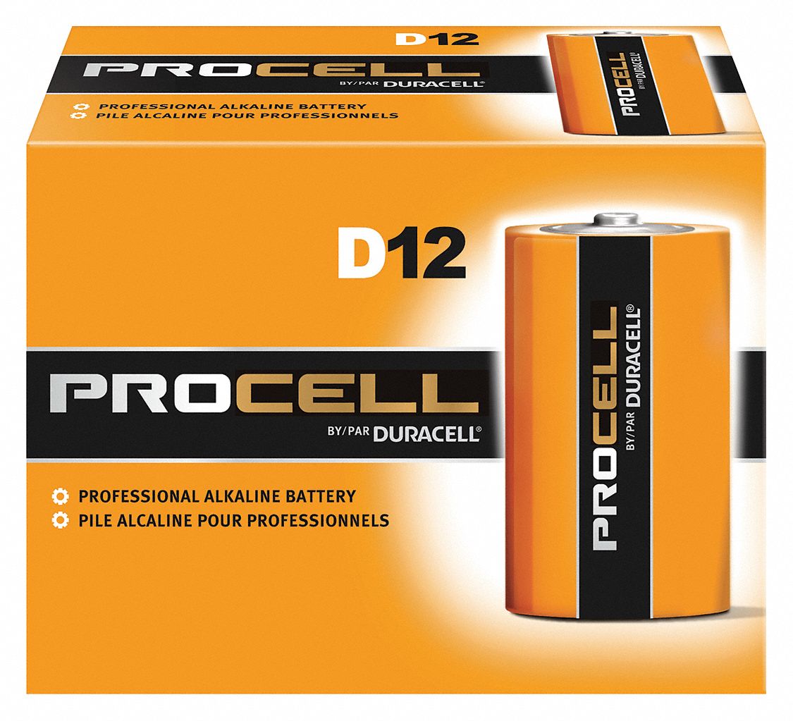 DURACELL D Standard Battery, Duracell Procell, Alkaline, PK12 5LE21