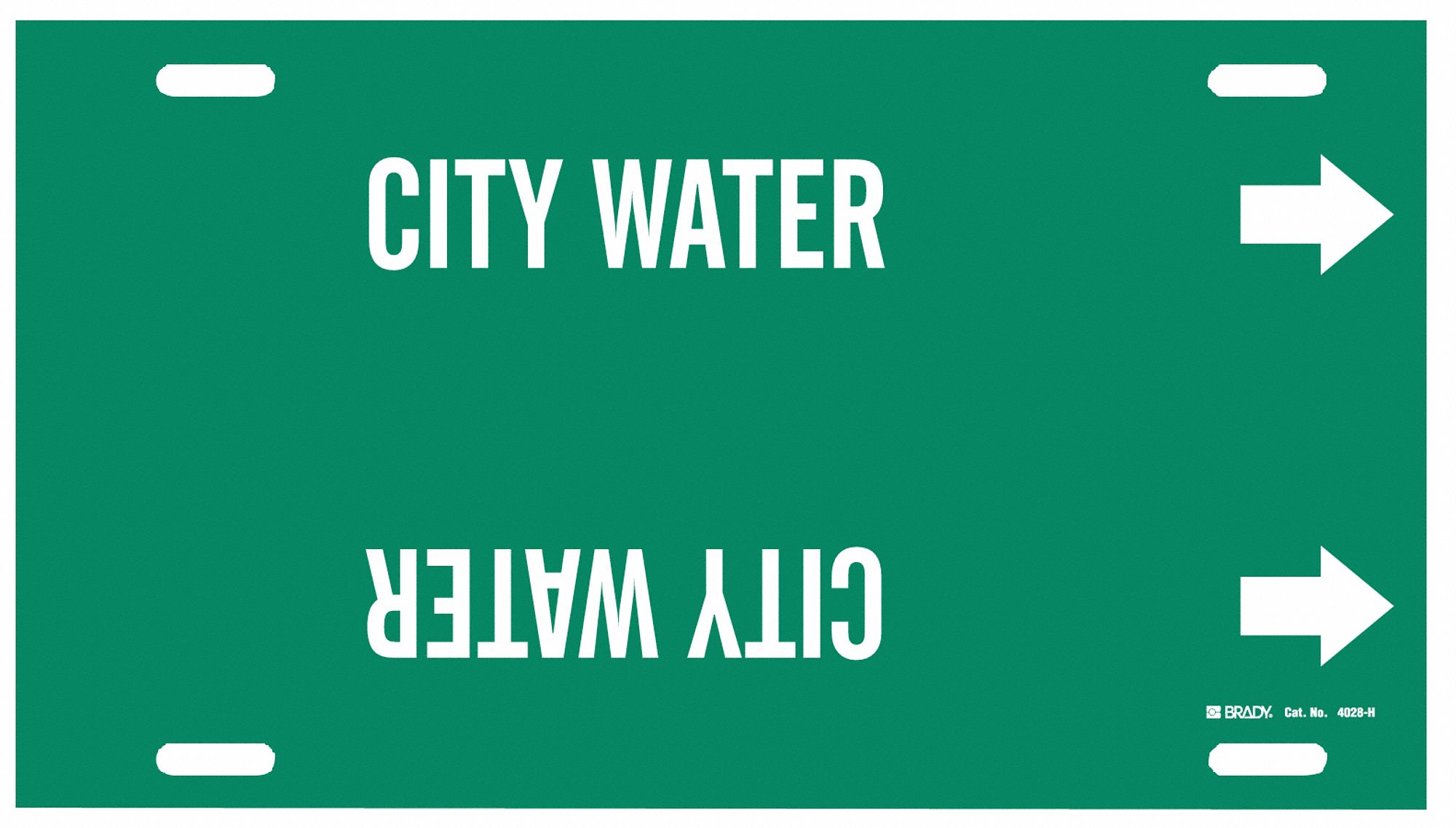 Pipe Marker,City Water,Green,10 to 15 In