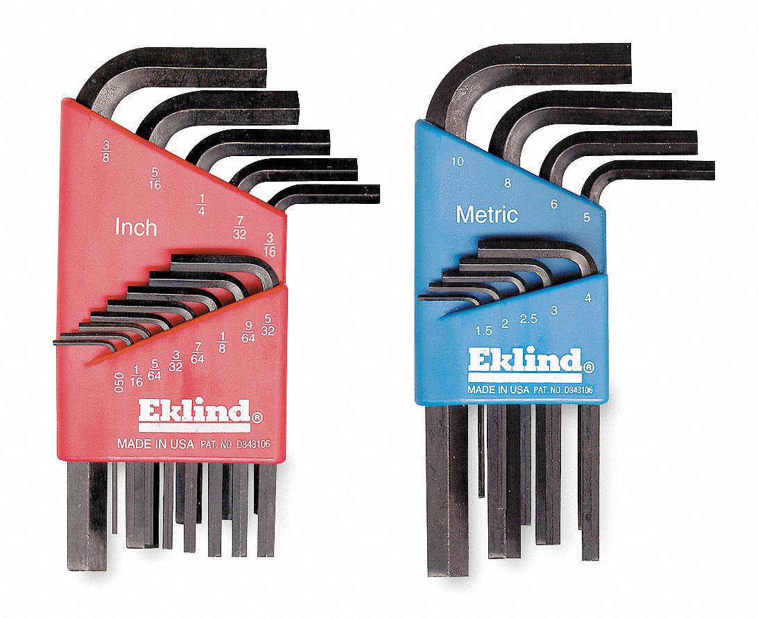 EKLIND Hex Key Set, L Key Shape, Short, Black Oxide, Number of Pieces