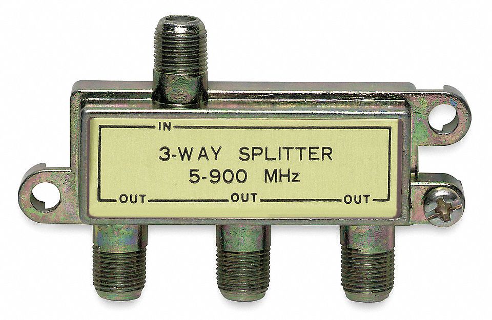 POWER FIRST 4Port Coaxial Cable Splitter, Gold 5LR265LR26 Grainger