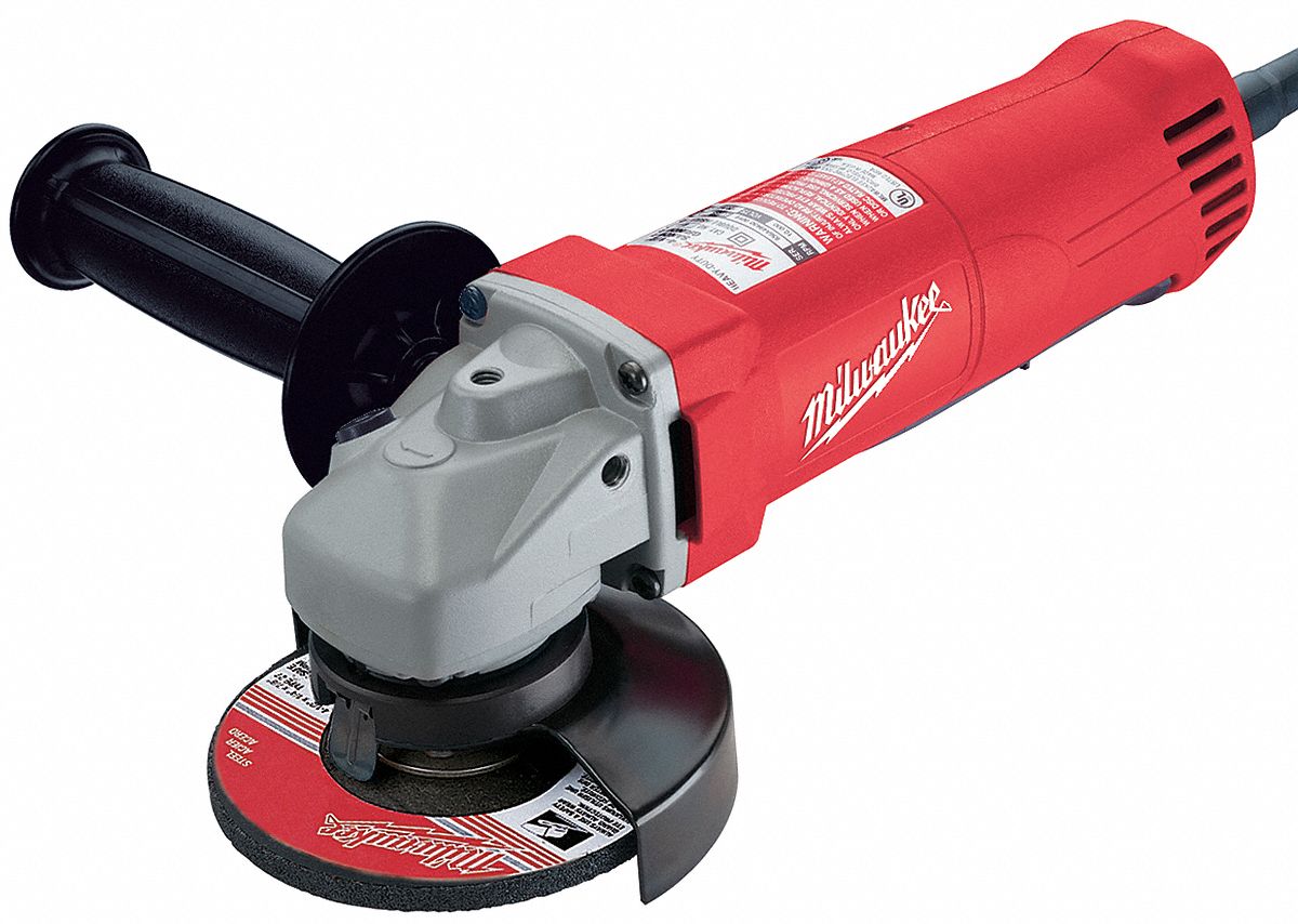 MILWAUKEE Angle Grinder, 4 1/2 in Wheel Dia., 8 Amps, 120VAC, 10,000 No