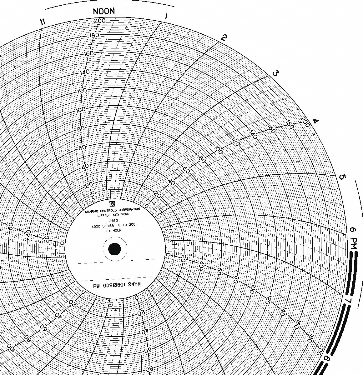 GRAPHIC CONTROLS Chart, 9.938 In, 180 to 30, 2 Day, PK100 5MER6PW