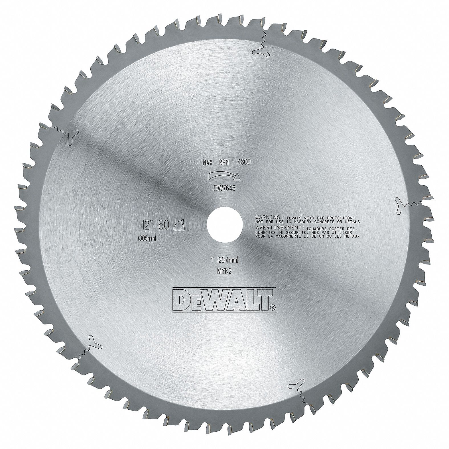 DEWALT Circular Saw Blade, Wood Materials Cut, 12 in Blade Dia., 1 in