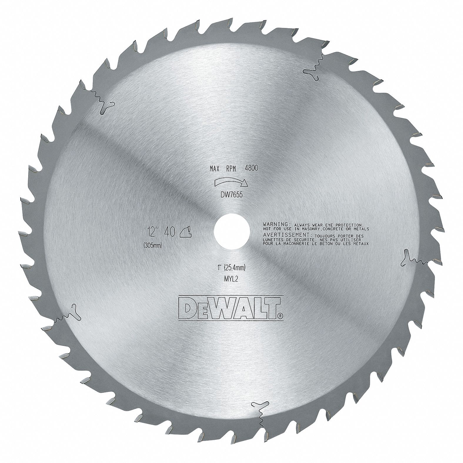 DEWALT 12" Carbide Ripping Circular Saw Blade, Number of Teeth 40