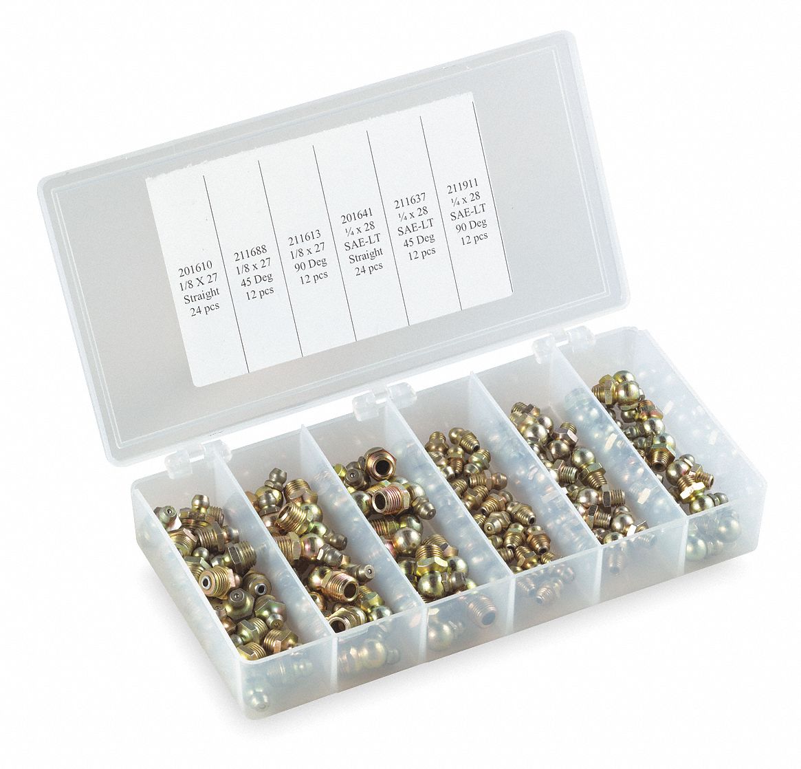GRAINGER APPROVED Grease Fitting Kit, Standard, 1/8"27, 1/4"28 Thread