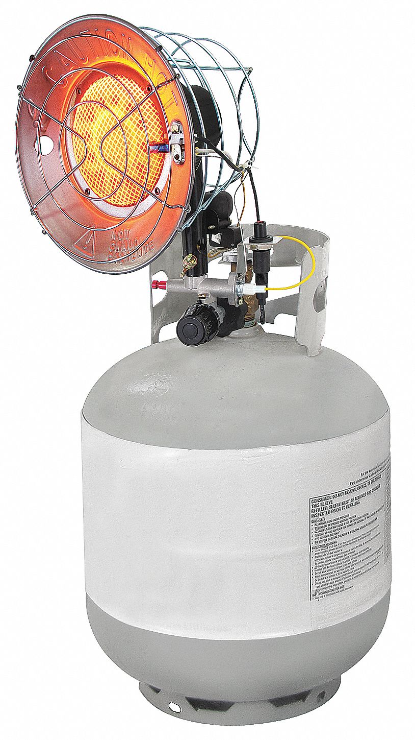 DAYTON Portable Gas TankTop Heater, 1 Head, Circle, Propane, 15,000