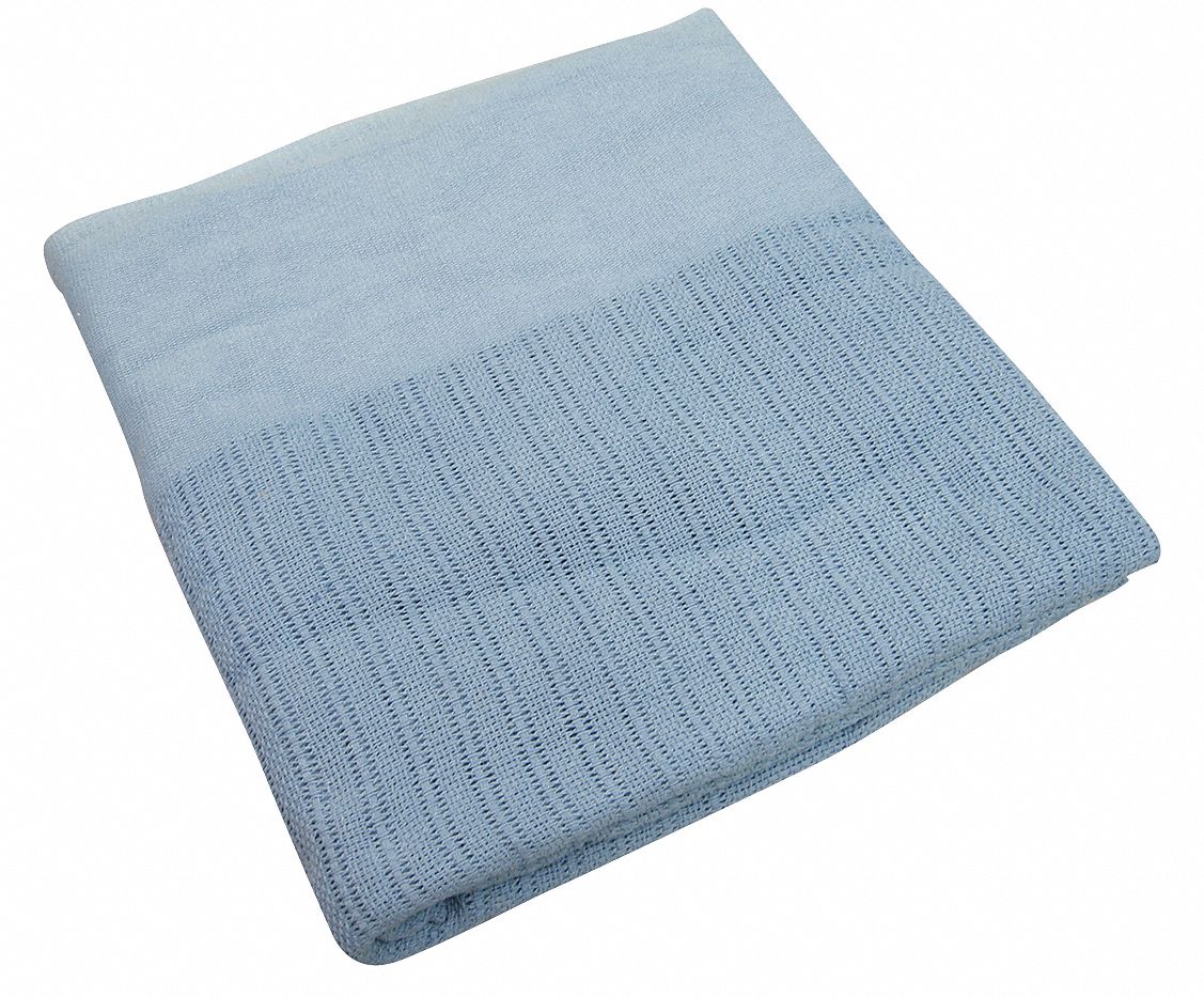 R & R TEXTILE 90" x 66" Twin 100 Cotton Thermal Blanket, Blue 5TAC8