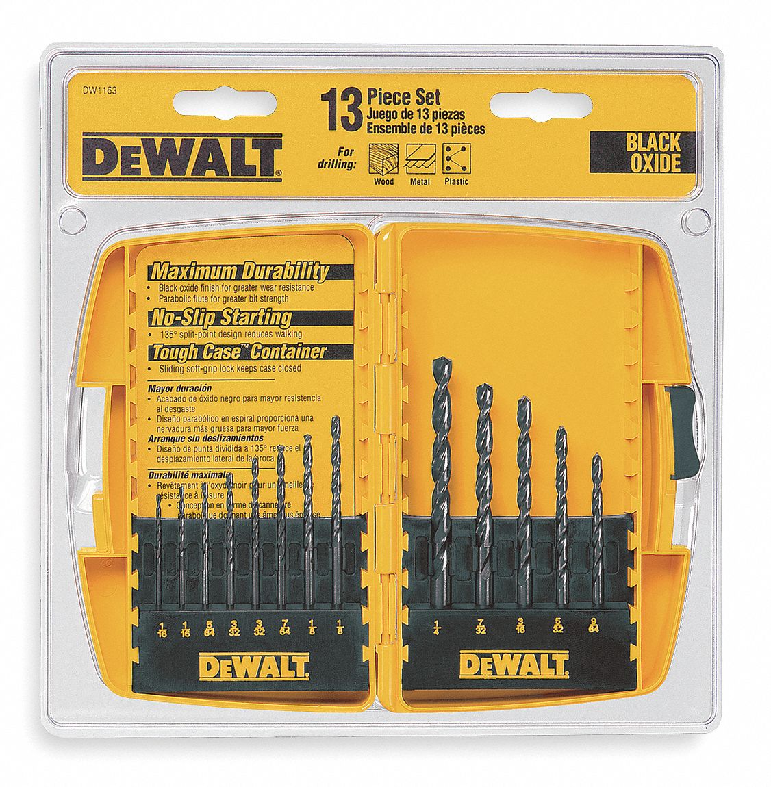DEWALT 13Pc. Pilot Point Drill Bit Set, 135°, High Speed Steel, Round