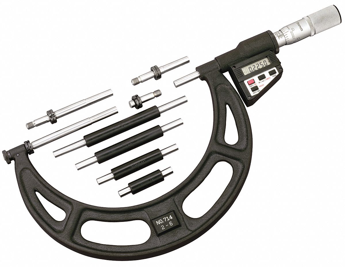 STARRETT Digital InterchangeableAnvil Micrometer, Operation Type