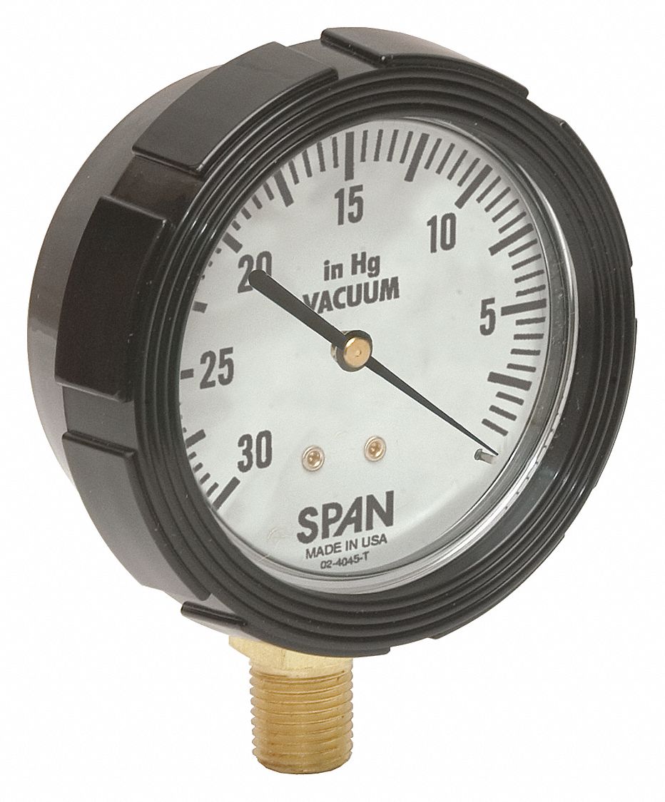 SPAN 21/2" General Purpose Vacuum Gauge, 30 to 0 In. Hg 5ULR0LFS
