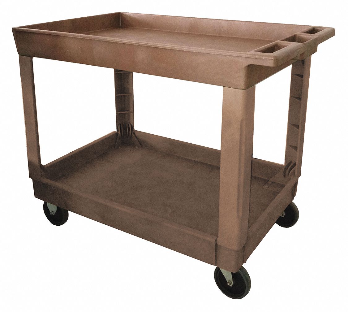 GRAINGER APPROVED Polypropylene Flat Handle Utility Cart, 500 lb. Load Capacity, Number of