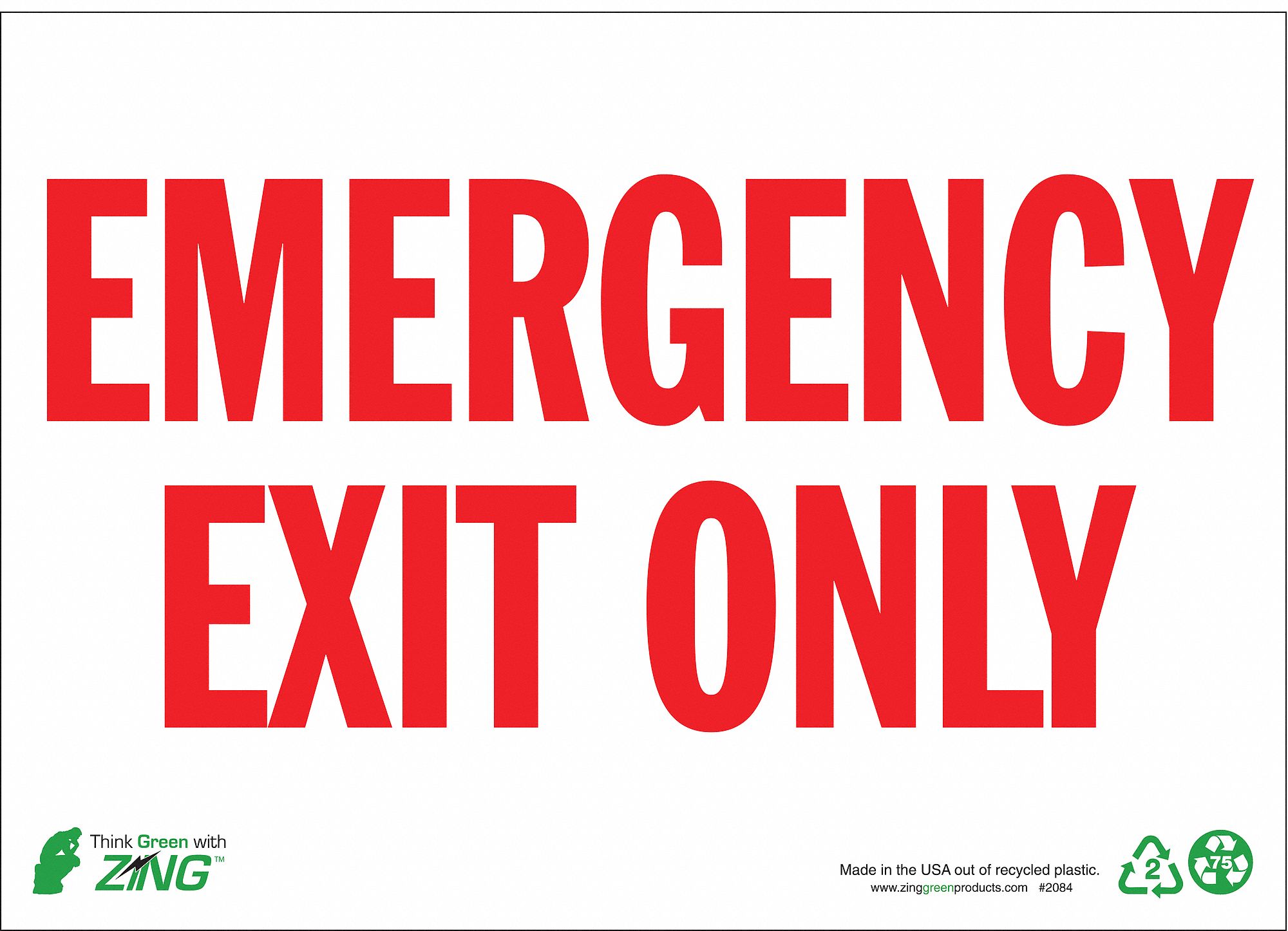 ZING Emergency Exit Sign Sign Format Traditional OSHA Emergency Exit Only Sign Header No 