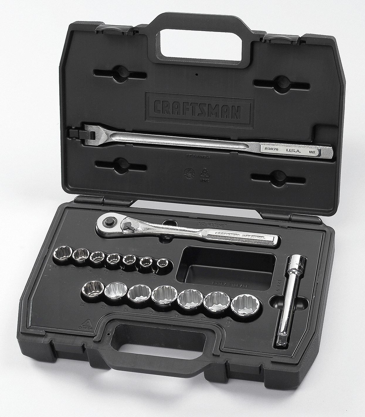 CRAFTSMAN INDUSTRIAL Socket Set, Square, Drive Size 1/2 in 5WHX59