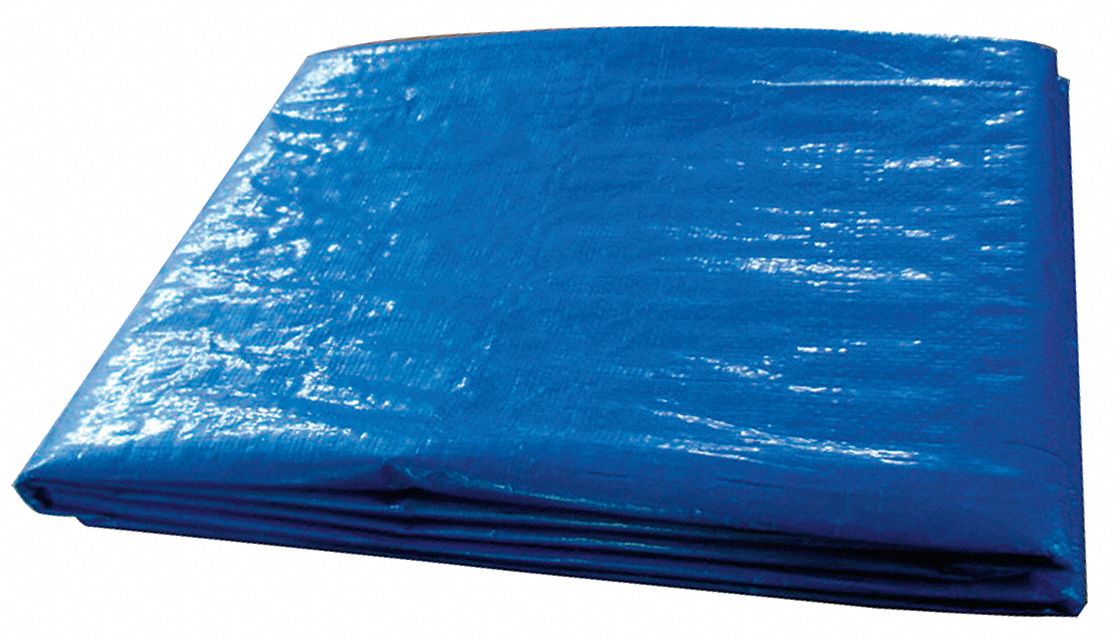 GRAINGER APPROVED 5.1 mil Polyethylene Waterproof Tarp, Blue, 9 ft 6 in x 11 ft 4 in Finished