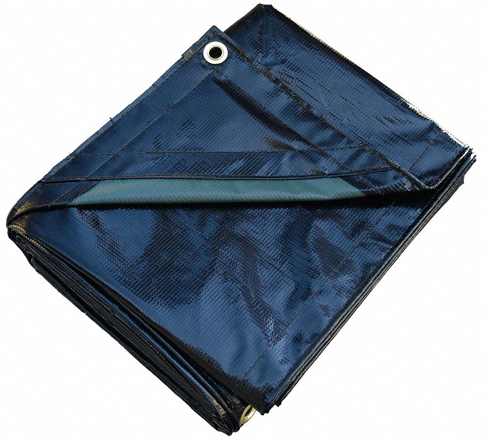 GRAINGER APPROVED 15 mil Vinyl Waterproof Tarp, Black/Green, 7 ft 4 in x 9 ft 6 in Finished Size