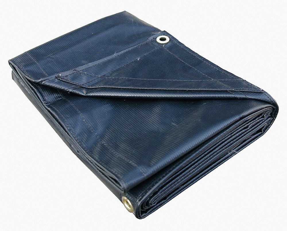 GRAINGER APPROVED 20 mil Vinyl Waterproof Tarp, Black, 11 ft 4 in x 15 ft 6 in Finished Size