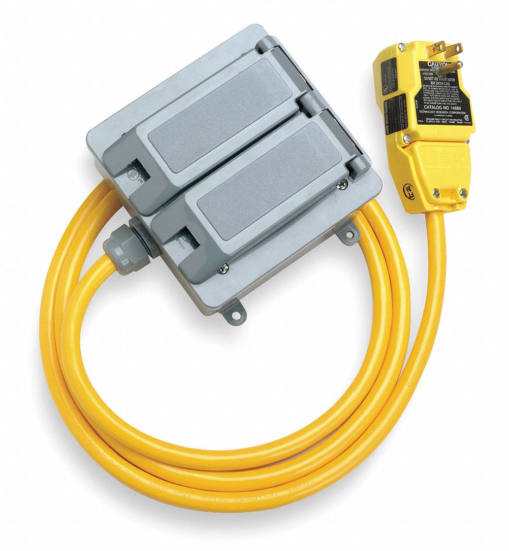 POWER FIRST PlugIn GFCI with Cord, 6.0 ft, Yellow, 15.0, Plug Configuration NEMA 515P 5YL44