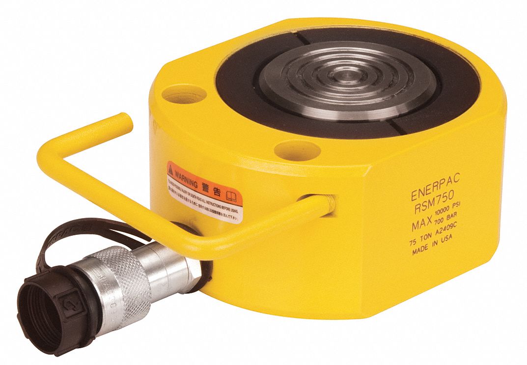 ENERPAC Hydraulic Ram, Low Profile, Body Material Steel, 75 ton, Stroke