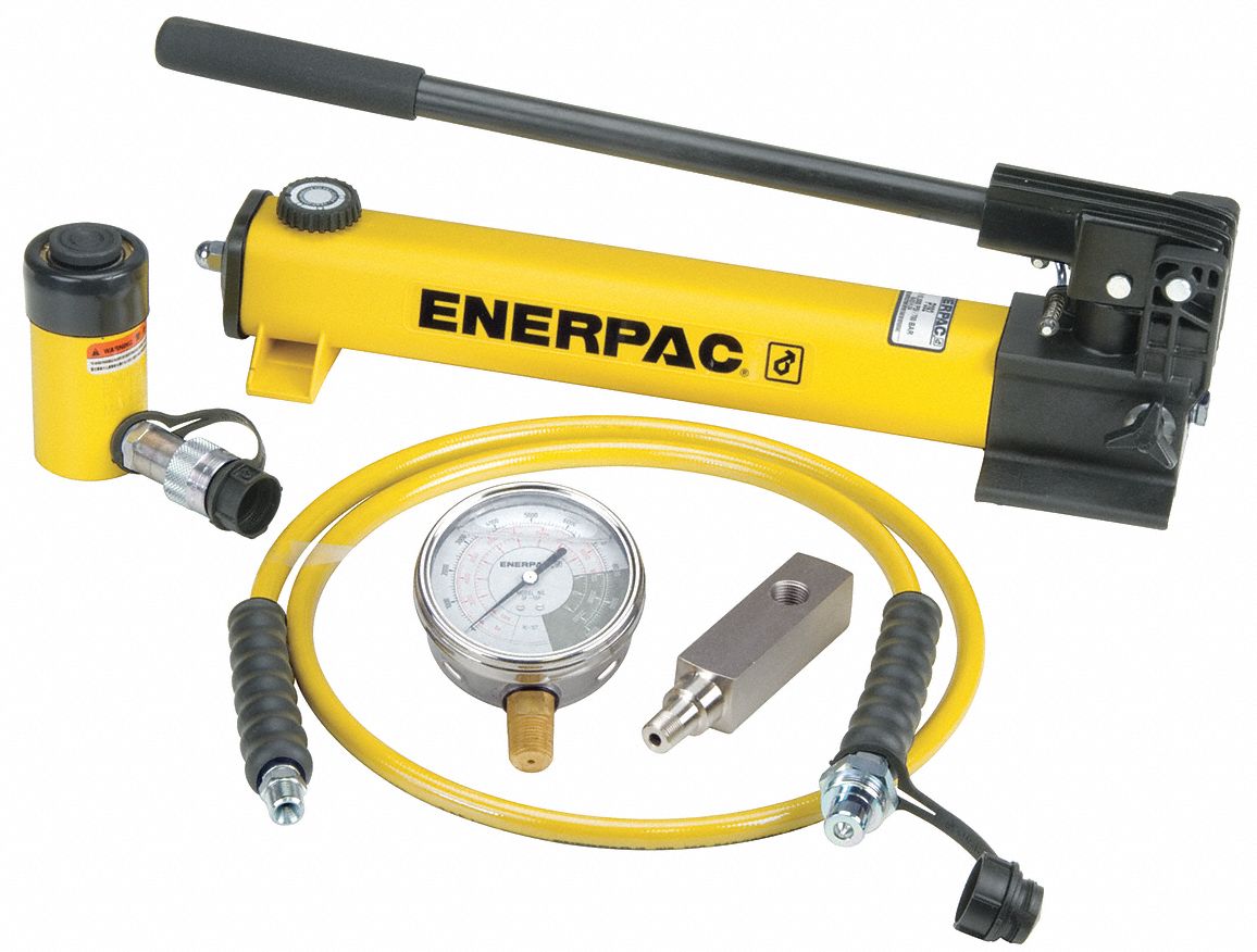 ENERPAC Hydraulic Cylinder and Hand Pump Set, Cylinder Nominal Capacity 10 ton, Cylinder Stroke