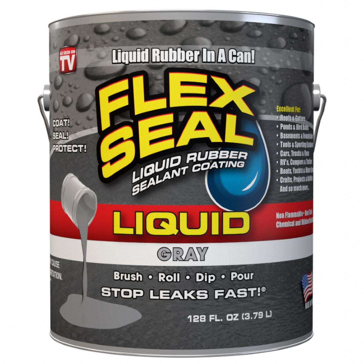 FLEX SEAL Flex Seal Liquid 1 gallon Gray Rubber, Gray, 1 gal Container