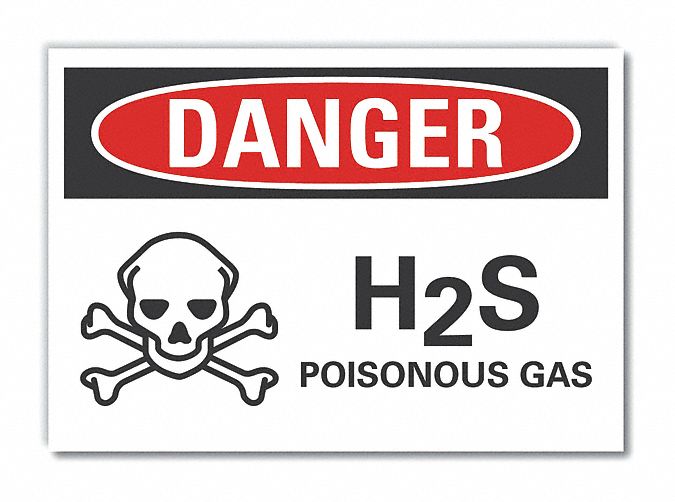 LYLE H(2)S Poisonous Gas Danger Reflective Label, Sign Format ANSI/OSHA