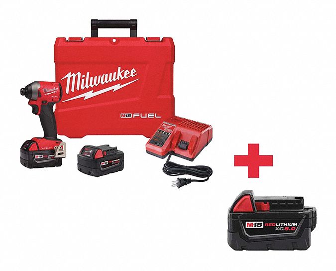 MILWAUKEE 1/4" Cordless Impact Driver Kit, 18.0 Voltage, 2000 in.lb