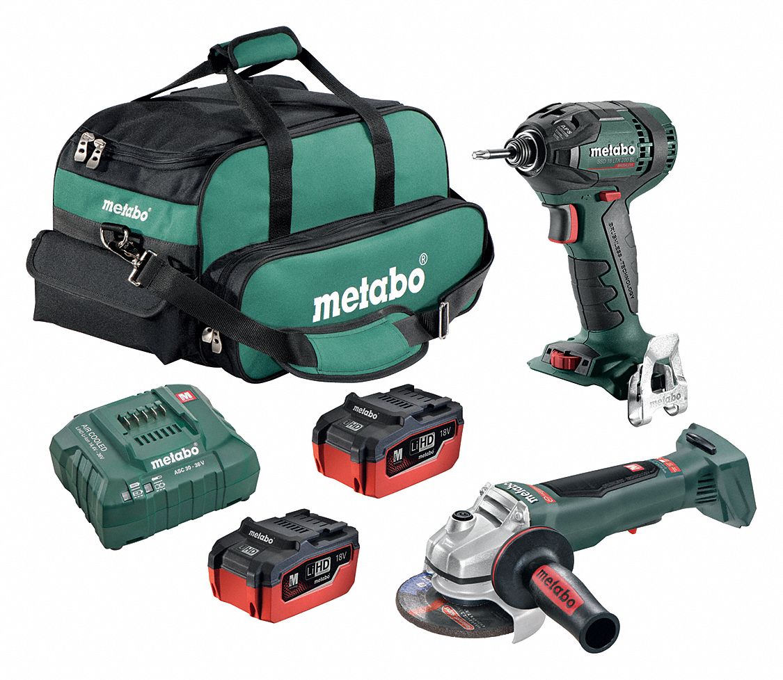 METABO Cordless Combination Kit, 18.0 Voltage, Number Of Tools 2 ...