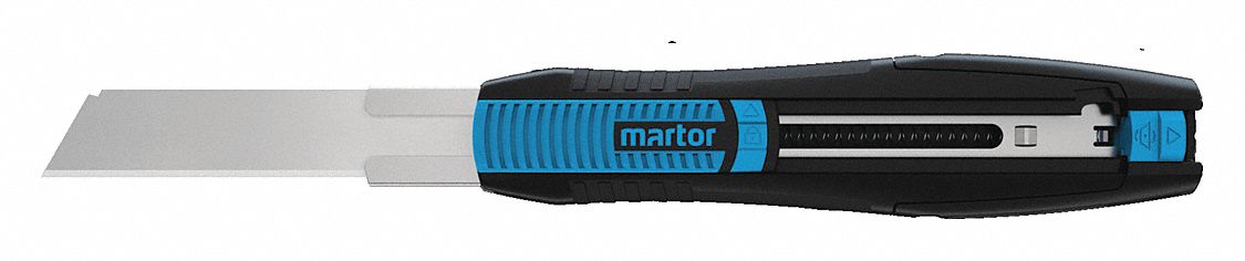 MARTOR Semi-Automatic Retractable Blade Knife, Black, Blue, Steel, 6 1/