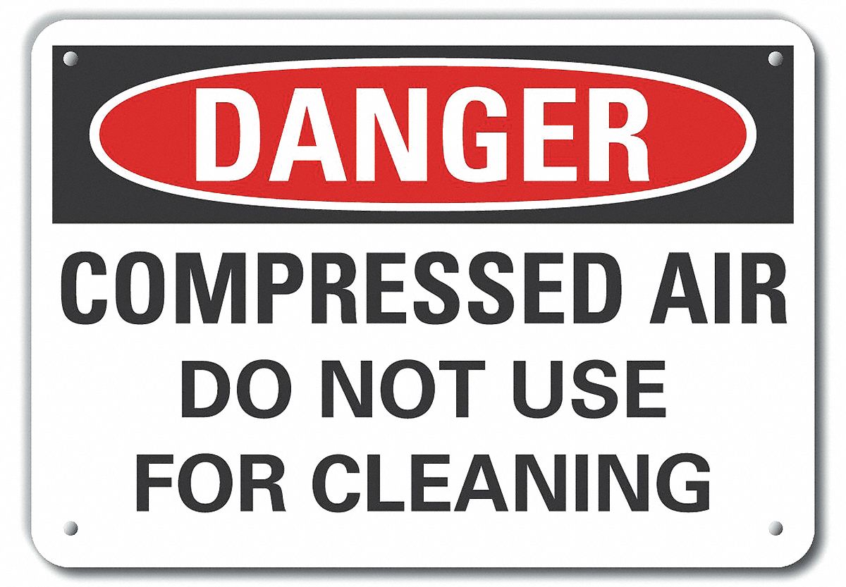 LYLE Reflective Compressed Air Danger Sign, Sign Format Traditional