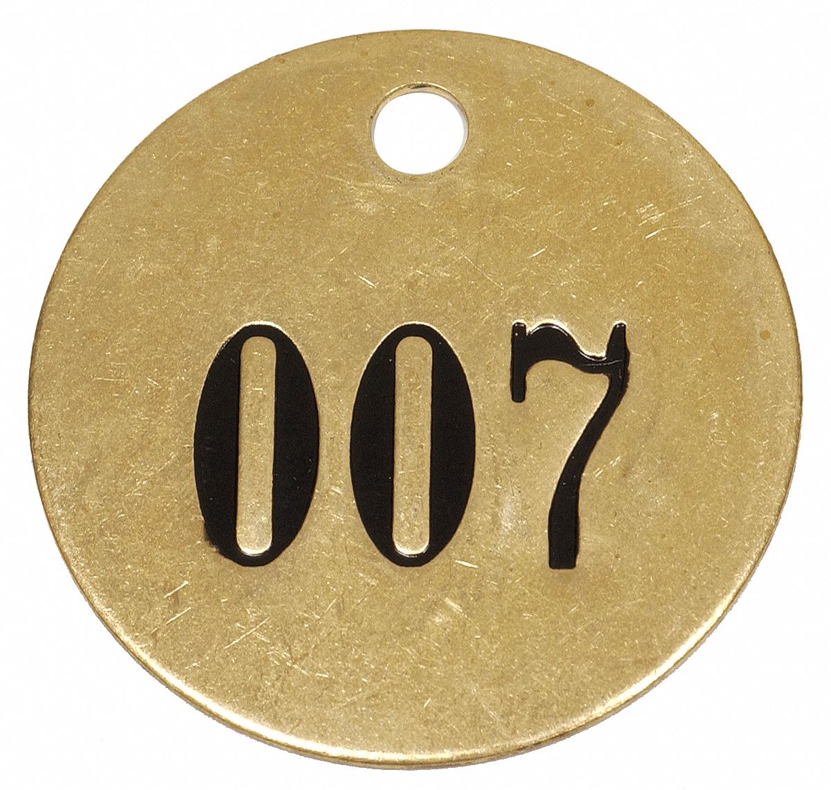 GRAINGER APPROVED Numbered Tag, Brass, Round, Height 11/2", Width 1