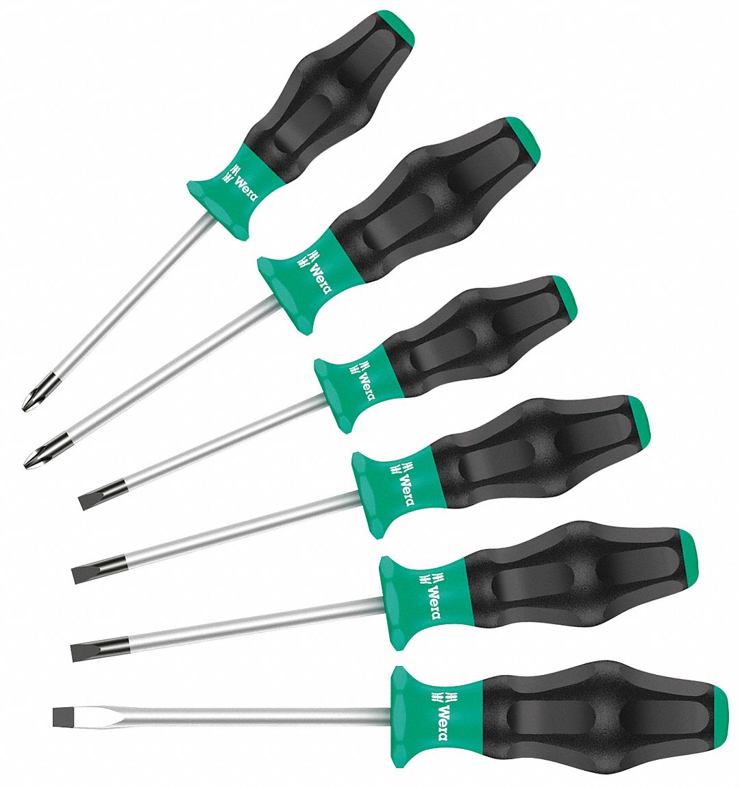 WERA Screwdriver Set, Slotted/Phillips, 6 Pc 6AAD65345249051 Grainger