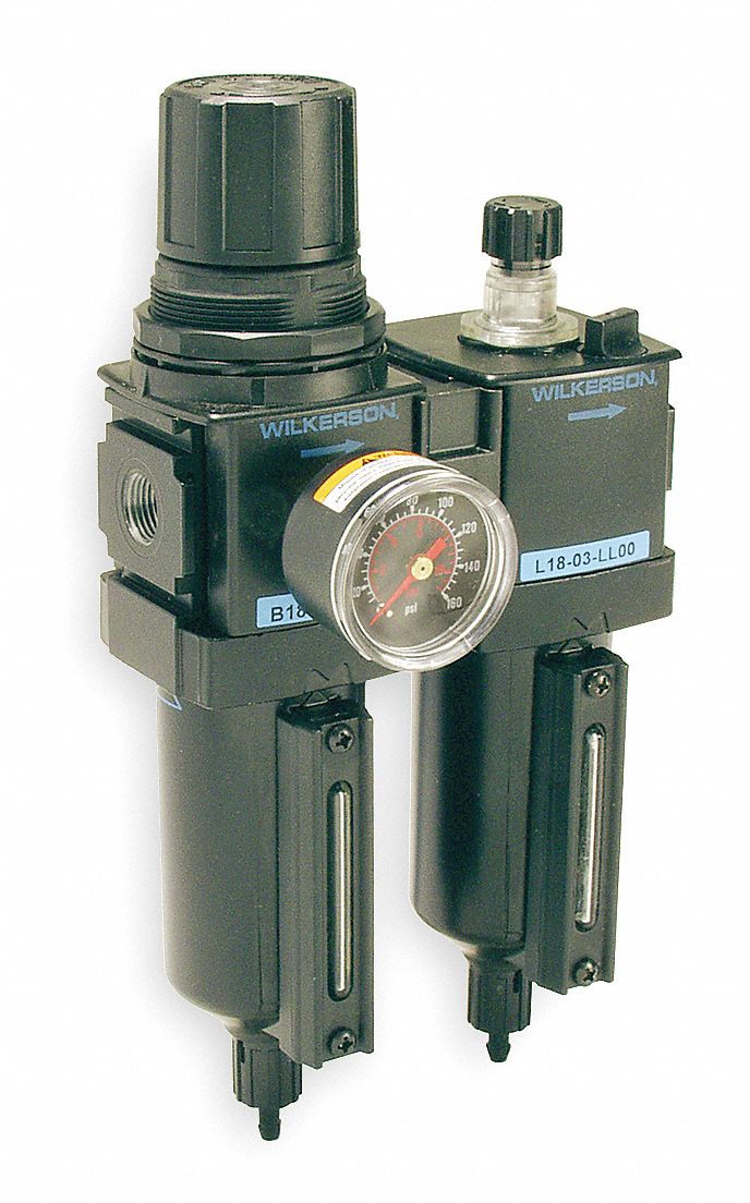 WILKERSON Filter/Regulator/Lubricator, 1/2 in NPT, 0 to 125 psi