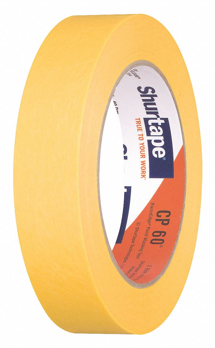 SHURTAPE Paper Painters Masking Tape, Acrylic Tape Adhesive, 3.60 mil Thick, 24mm X 55m, Yellow