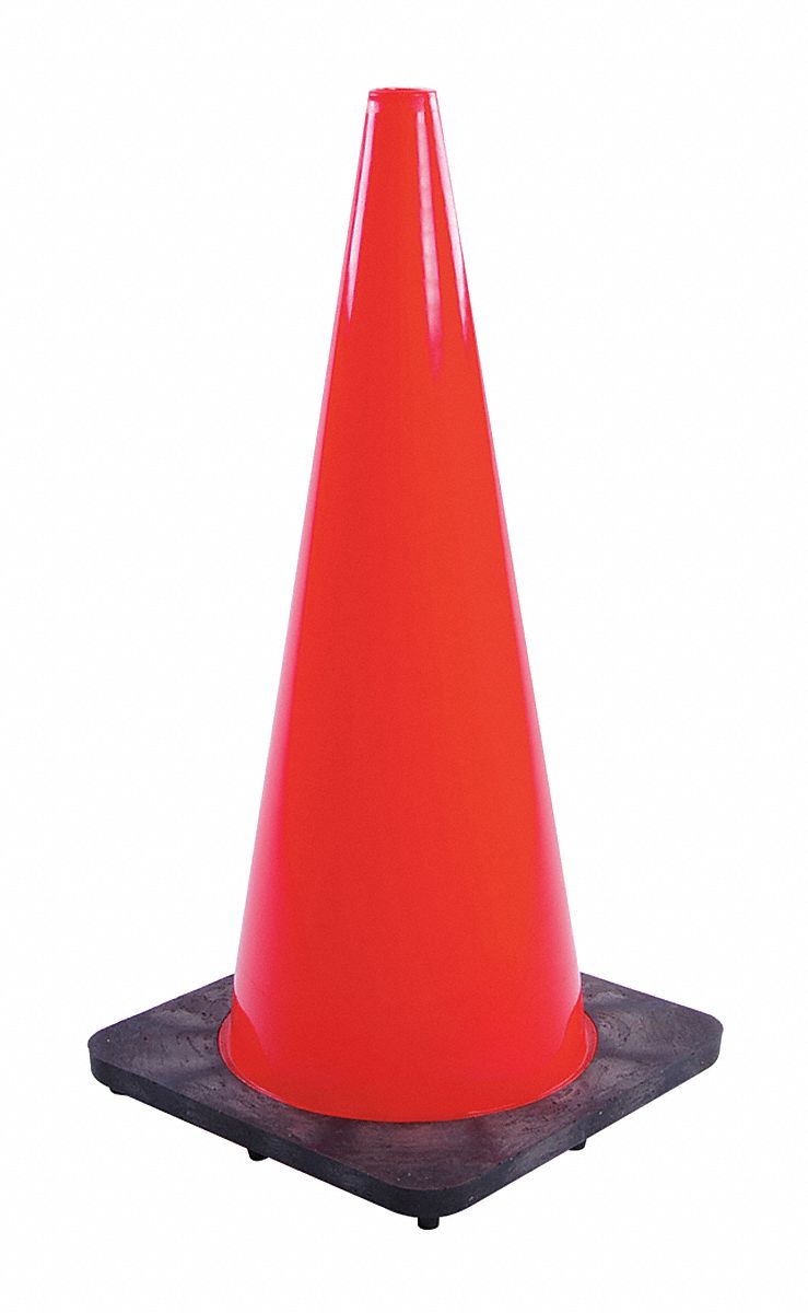 GRAINGER APPROVED Traffic Cone, 28" Cone Height, Orange, PVC 6FHC0