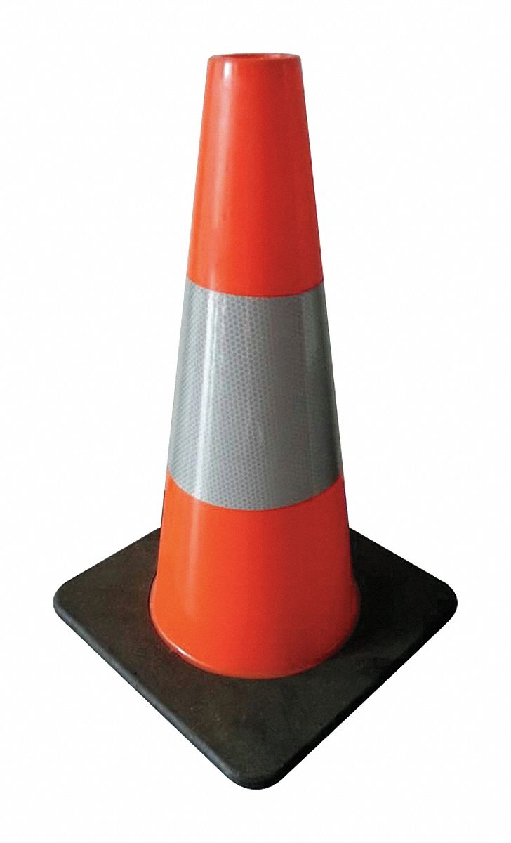 GRAINGER APPROVED Traffic Cone, 18" Cone Height, Orange, PVC 6FHC2