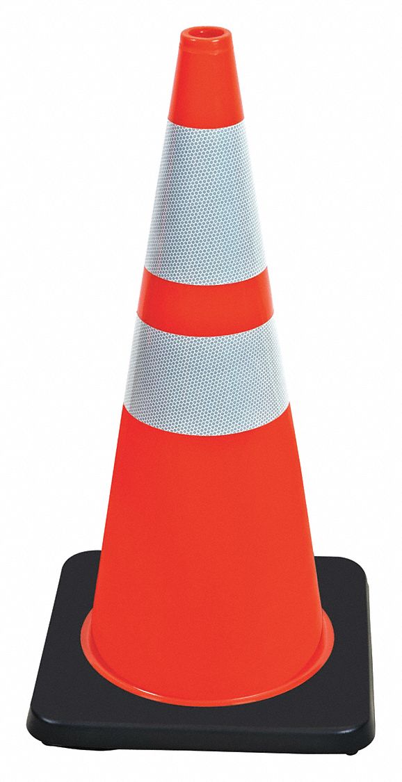 GRAINGER APPROVED Traffic Cone, 28" Cone Height, Orange, PVC 6FHC3
