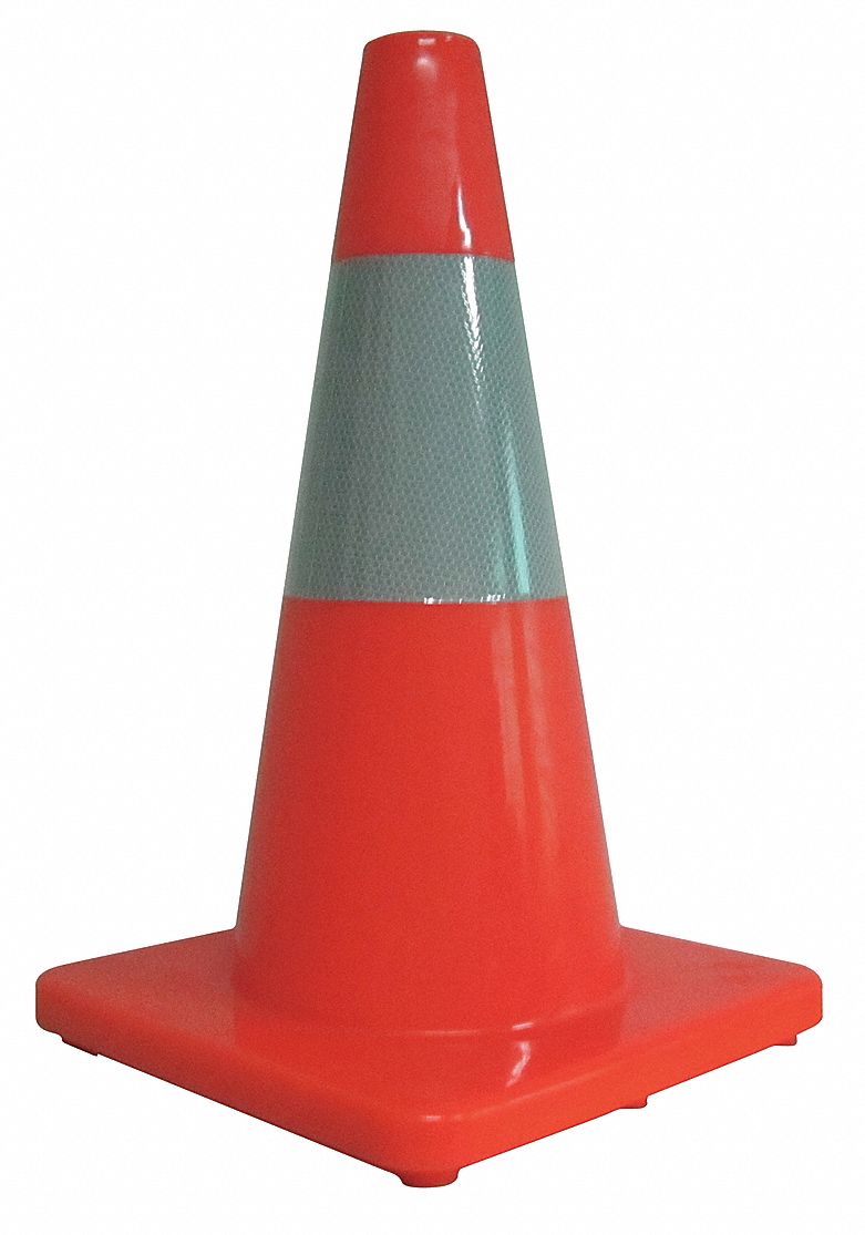 GRAINGER APPROVED Traffic Cone, 18" Cone Height, Orange, PVC 6FHC56FHC5 Grainger