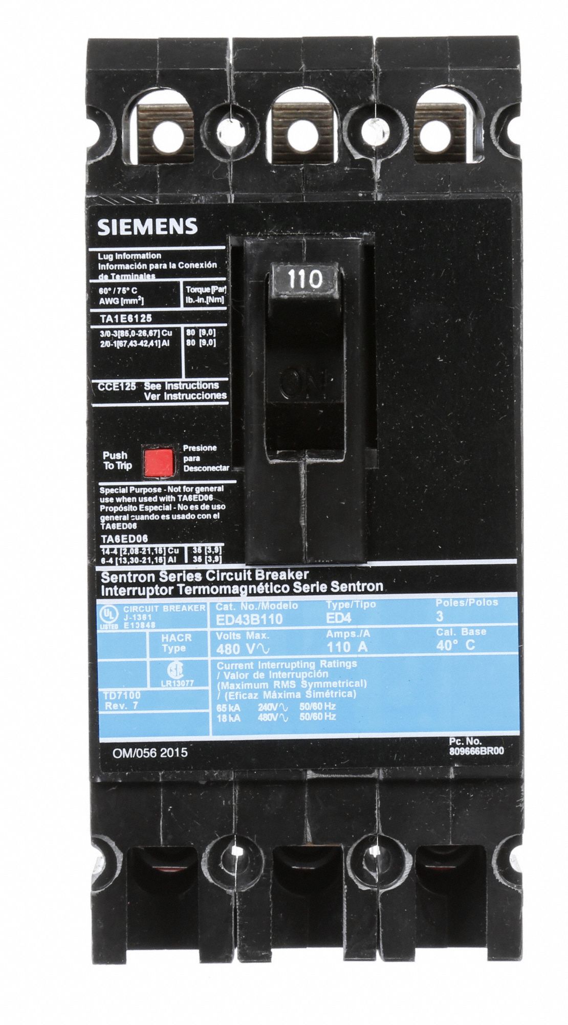 Siemens Molded Case Circuit Breaker A Amps Number Of Poles